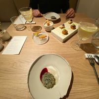 Appetizers with “earth” pairing drinks (non alcoholic )  at Amaranth in Merelbeke