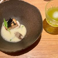 Verse tofu - Koningsoesterzwam - 'ceviche' - zeegroen + Earth pairing: komkommer - venkel - lavas (menu december 2025) at Amaranth in Merelbeke