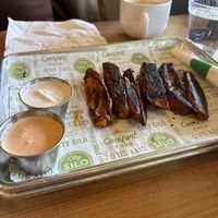 Sweet potato wedges with cashew ranch and sriracha aioli   at City Silo Table + Pantry in Memphis