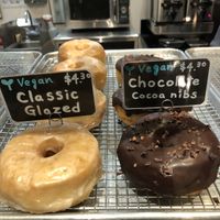 Classic glazed & chocolate cocoa nibs  at Good Town Doughnuts in Costa Mesa