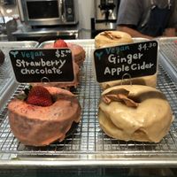 Strawberry chocolate & ginger apple cider at Good Town Doughnuts in Costa Mesa