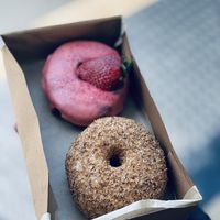 Strawberry and toasted coconut vegan donuts at Good Town Doughnuts in Costa Mesa