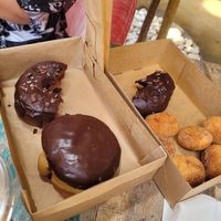 Chocolate chocolate Boston cream, doughnut holes at Good Town Doughnuts in Costa Mesa