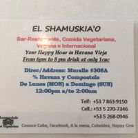 Business Card at El Shamuskia'o in Havana