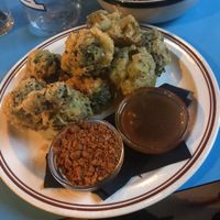 Tempera broccoli bites with maple and peanuts  at Laundry  in Wellington