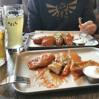 Seitan wings foreground at Doghouse  in Glasgow