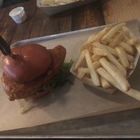 Buffalo cauliflower burger & fries  at Doghouse  in Glasgow