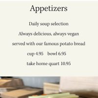 Soup- always delicious & vegan  at Baba Louie's Sourdough Pizza in Great Barrington