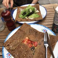 the upper one is vegetarian the one in the forefront of the picture is vegan at Bistro Erminig in Dusseldorf