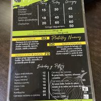 Menu at VEGuerrero in Mexico City