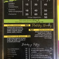 Main menu at VEGuerrero in Mexico City