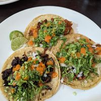The darker coloured meat alternative (I believe it was chicharron??) Was the BEST at VEGuerrero in Mexico City
