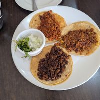 Al pastor, chorizo and suadero tacos at VEGuerrero in Mexico City