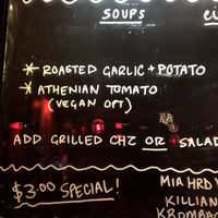 Vegan soup option at Elbow Room in Pensacola