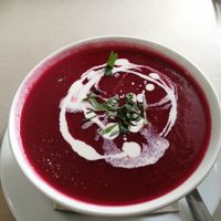 beetroot soup at Café Palhinhas in Figueira Da Foz