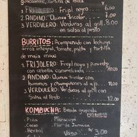 Menu. at El Veggie in Arequipa