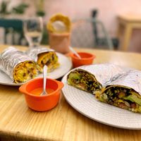 “Crunchi” & “Ranchero” burritos, Ranchero was definitely our preferred  at El Veggie in Arequipa