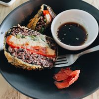 warm onigiraz at Mox in Moscow