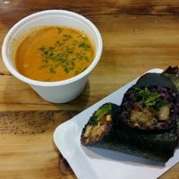 sushiritto and tom yam at Mox in Moscow