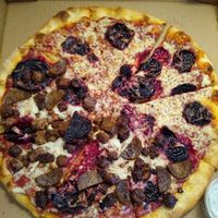 Half beetaroni and half "meat out" at Li'l Nonna's in Austin