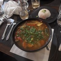 Tom yum soup main and side of rice   at Thai Imperial in Latrobe