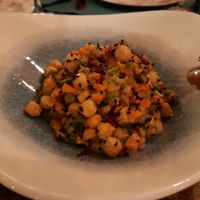 Starter / Chickpea salad (vegetarian bc dressing contains honey)  at BumpGreen in Madrid