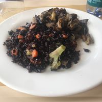 Riso venere alle verdure e melanzane al forno  at Biosapori in Lancenigo