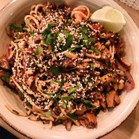 Ala chicken in teriyaki sauce with noodles at Warzywniak in Wroclaw