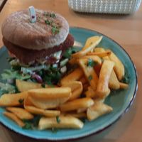 Fried cheese with tartare burger at Warzywniak in Wroclaw