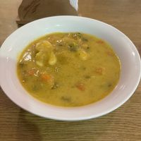 Corn soup   at Omphalos in Arequipa