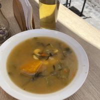 Soup from set menu - quite bland  at Omphalos in Arequipa