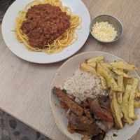 Seitan and lentil Bolognese at Omphalos in Arequipa