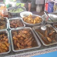 Food on display, you can point at what you want at Dong My in Kon Tum