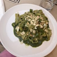 Pappardelle with asparagus and spinach and almond cream  at Haiku in Palermo