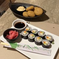 Sushi platter and falafel with hummus  at Haiku in Palermo