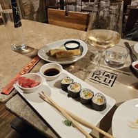 Spring rolls and tofu sushi at Haiku in Palermo