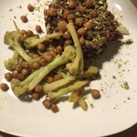 Red rice risotto with pistachios, chickpeas and broccoli (very yummy)  at Haiku in Palermo
