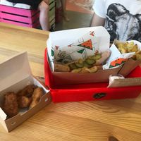 Hotdog fries and nuggets  at La Trocadero in Barcelona