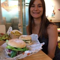 Enjoying the food  at La Trocadero in Barcelona