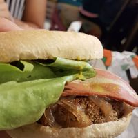 Bacon mushroom burger at La Trocadero in Barcelona