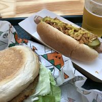 Tortilla burger and classic hot dog  at La Trocadero in Barcelona