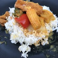 Veggie Tofu over rice at Pineapple Village in Gilroy