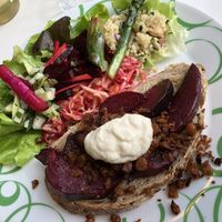 Bread with beets at Restaurant Linnaeus - Sculpture Gallery Het Depot in Wageningen
