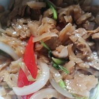 Vietnamese fried rice noodles with vegetarian chicken at Saigon68 in Sheffield