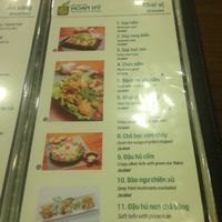 Menu at Hoan Hy in Nha Trang