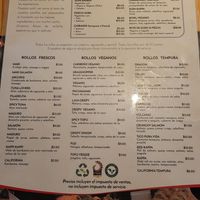 Menú español at Kappa Sushi in La Fortuna