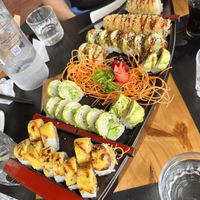 Vegan sushi boat - choose from 9 different rolls!  at Kappa Sushi in La Fortuna