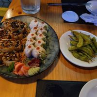 Fuji rolls (left) , Spicy Tofu (right) at Kappa Sushi in La Fortuna