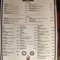 the menue at Kappa Sushi in La Fortuna