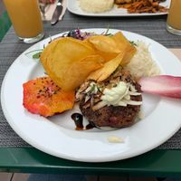 Veggie burger at Organi Chiado in Lisbon